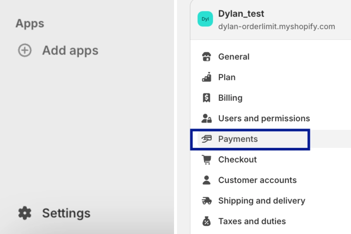 Access Payment Settings in Shopify